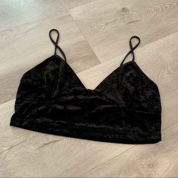 Zara Black Velvet Bralette top - Picture 2 of 3